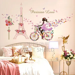 Girl Paris Butterfly Room Sticker – Removable Self-Adhesive Wall Decal