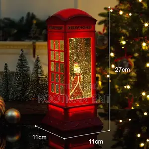 Snowtime LED Water Filled Telephone Box With Santa Figure