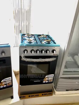 Bruhm 50X50 Gas Cooker W/Oven-4-Burners Gas Safegy Feature – Stainless Steel Burner Oven Grill