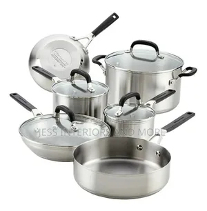 Kitchenaid 10-Piece Stainless Steel Cookware Set – Pots Pans Saucepan Wok Lid Set