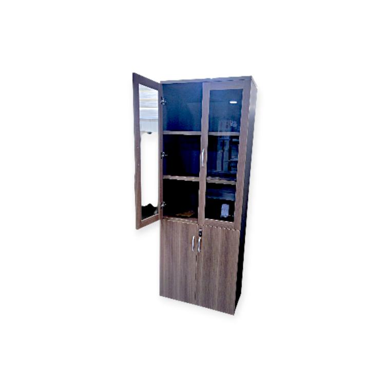 Single-Door Bookcase - 880x40x200cm, Royal Teak & Grey Storage