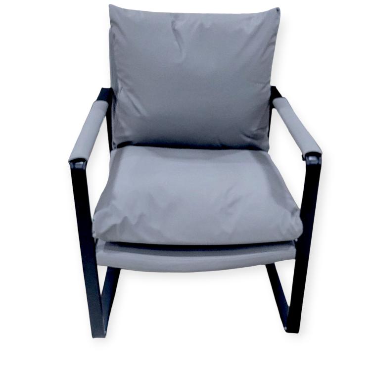 Leather Visitor Chair with Cushion - Grey, Orange, Black (B-6009)