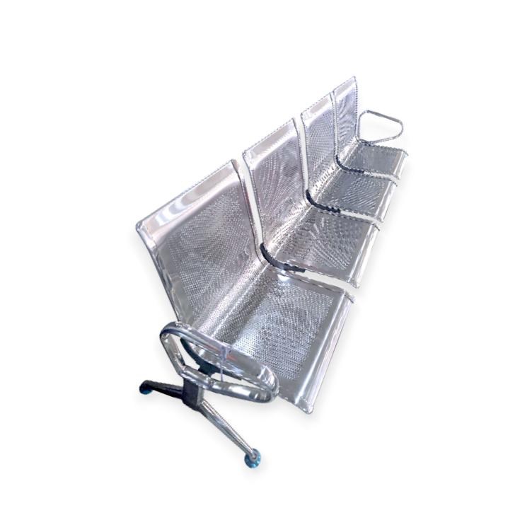 3-Seater Waiting Bench - Stainless Steel Frame