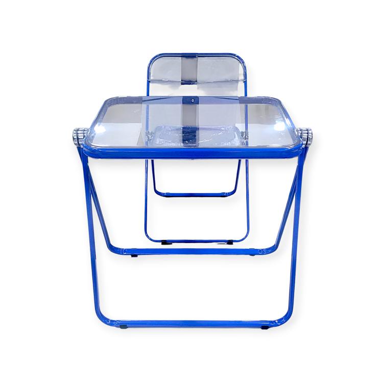 Foldable Table and Chair Set - Portable Blue Event Seating