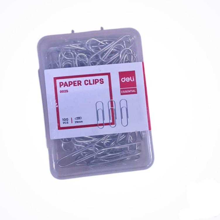 Deli Nickel-Plated Steel Paper Clips 29mm - Box of 100