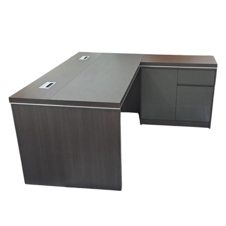 Modern Executive Office Desk in Smoky Grey & Dark Finish