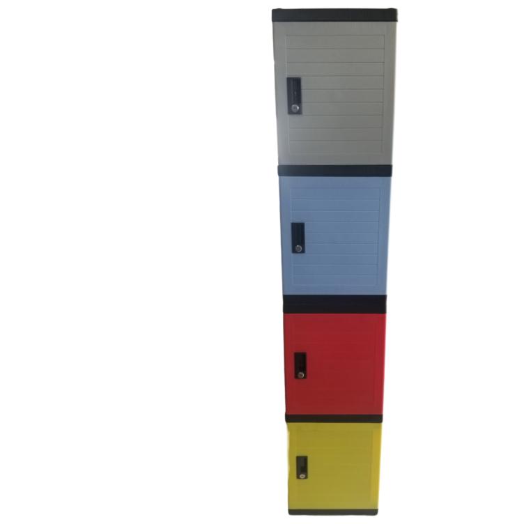 4-Tier Plastic Locker - Multi-Color Detachable Storage