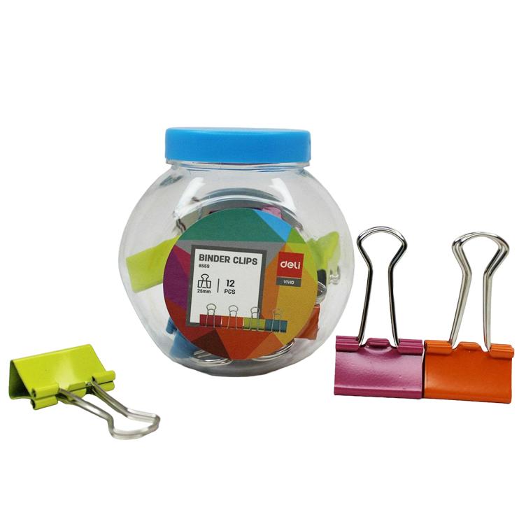 Deli Vivid Binder Clips - 25mm Colored Assortment, Secure Hold