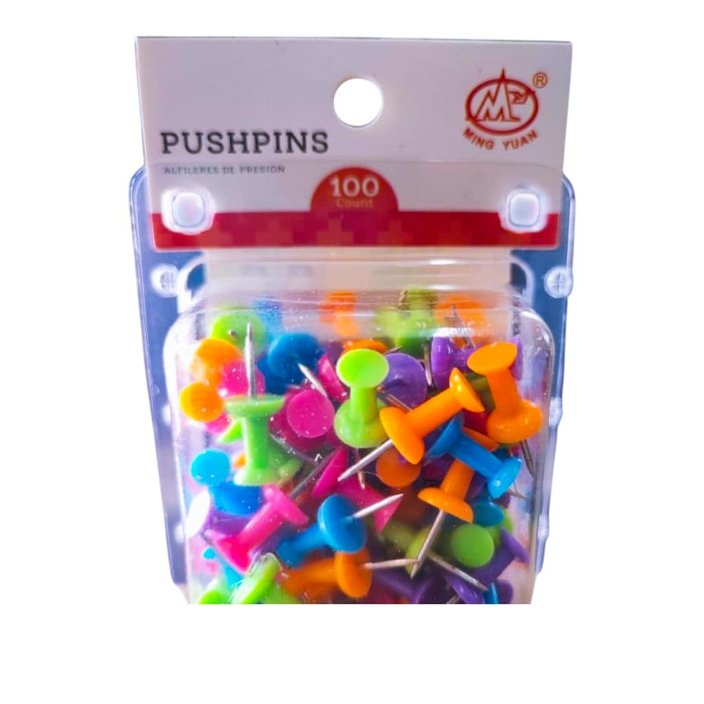 Eno Serwah Push Pins - 100-Pack, Multi-Color Bulletin Board Tacks