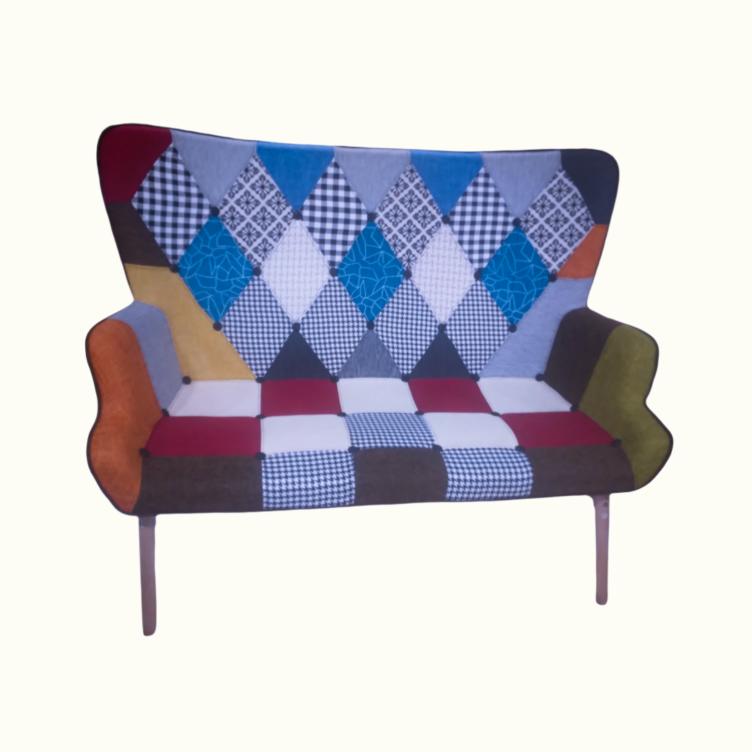 2-Seater Fabric Sofa - Multi-Color Pattern, Modern Upholstery (UJC_015)
