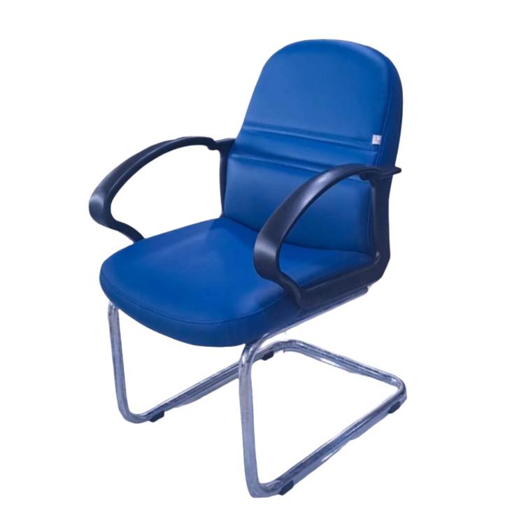 Blue Leather Visitor Chair - Modern Office Seating (CA222D)