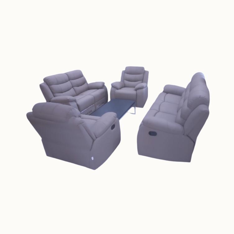 Grey Leather Sofa Set - 3+2+1+1 Configuration, Modern Living (ED1423)