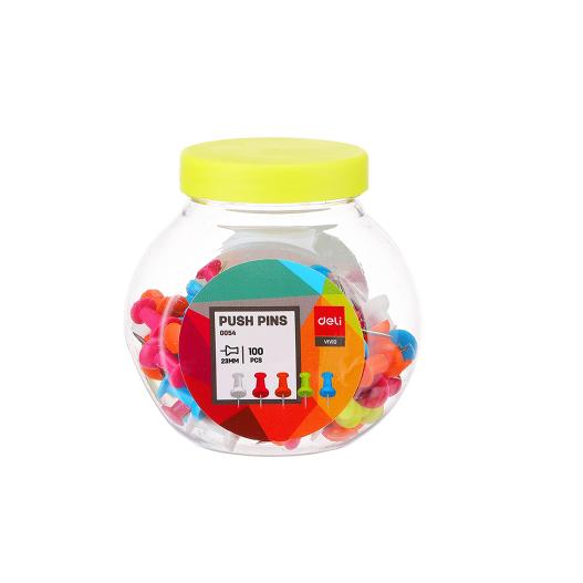 Deli Colorful Push Pins 100-Pack for Bulletin Boards