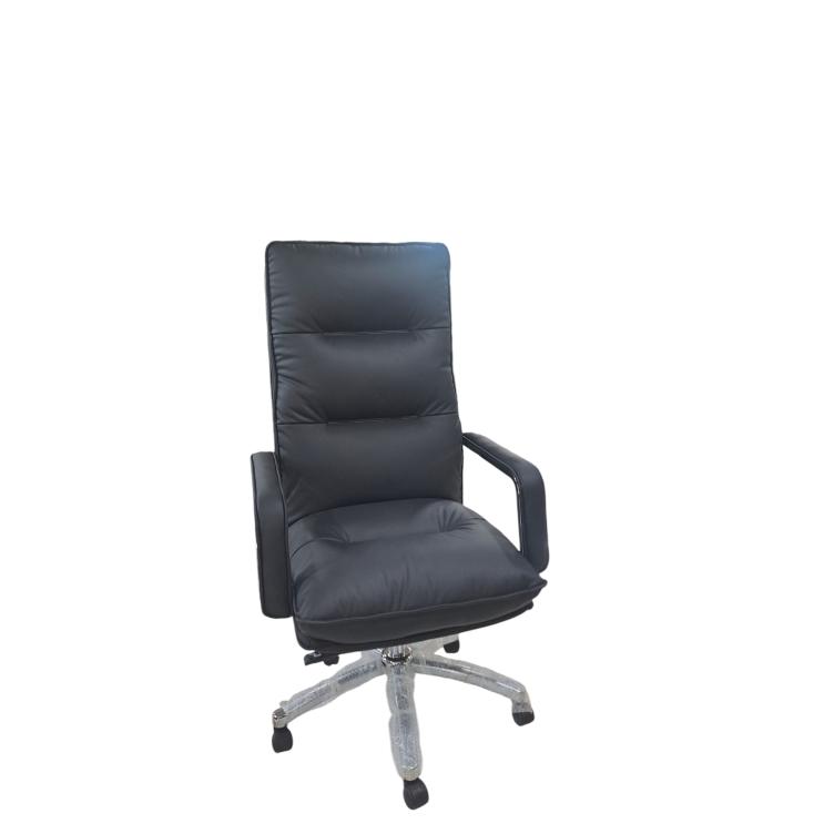 Executive Swivel Chair - Black Leather Upholstery (AM6040A)