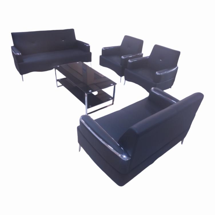 Italian Leather Sofa Set with Glass Coffee Table (1+1+2+3)