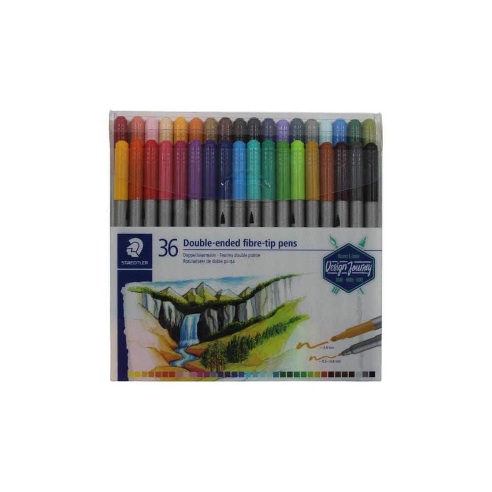 Double-Ended Fiber-Tip Pen with Fine & Broad Tips