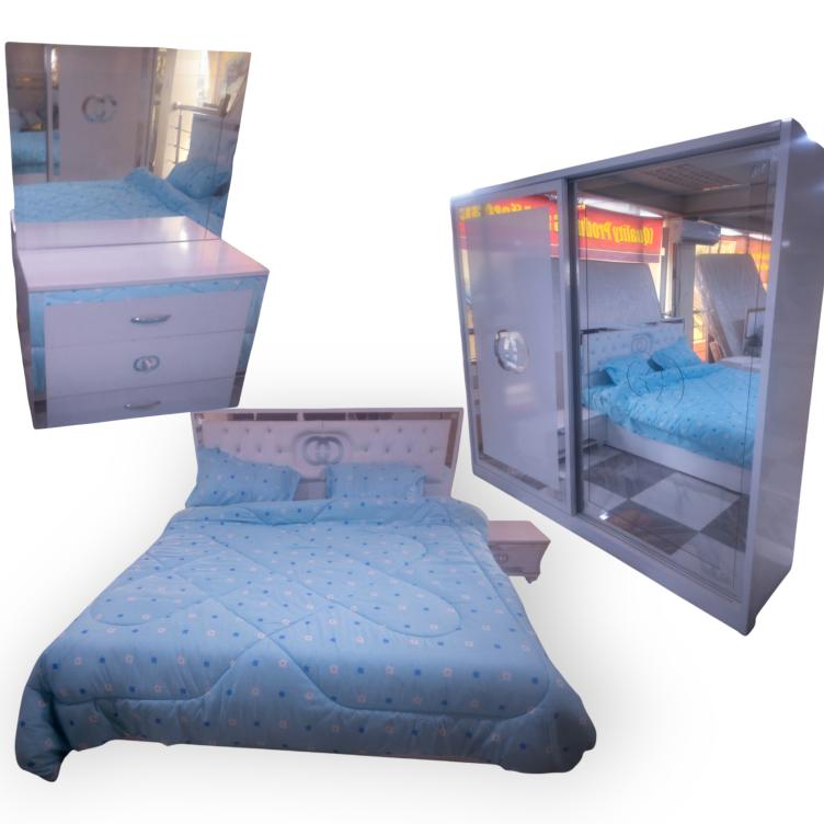 Bedroom Starter Set - Bed, Mattress, Side Tables, Dresser, and Wardrobe