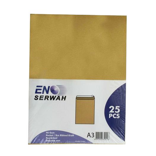 Eno-Serwah Brown Ribbed A3 Mailing Envelopes - 25 Pack