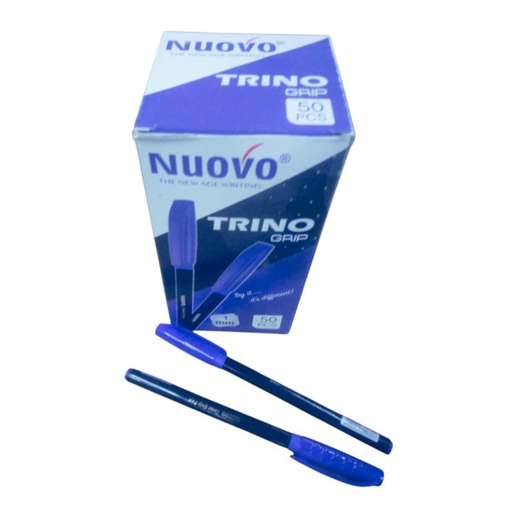 Nuovo Trino Grip Pen - Blue, 50-Pack - Comfort-Fit Ballpoint, Smooth Writing