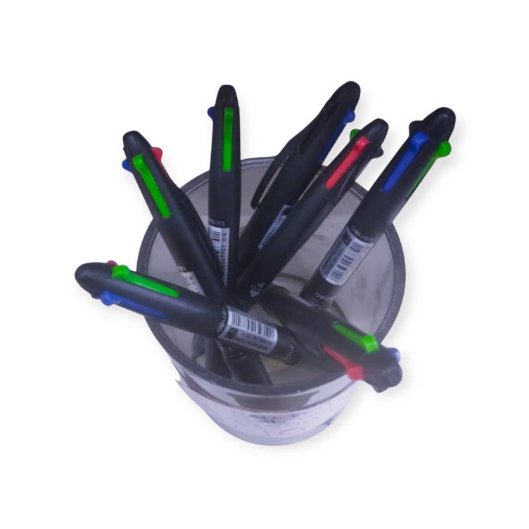 Deli 33390 4-Color Ball Pen - Red/Blue/Black/Green, Multi-Function Writing