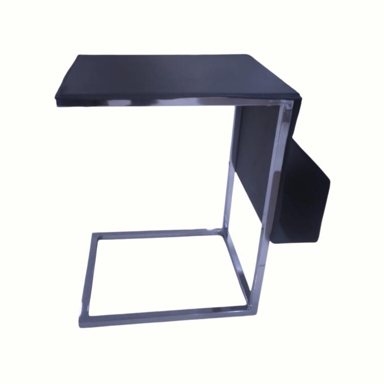 Leather Tea Table - Black Accent Table