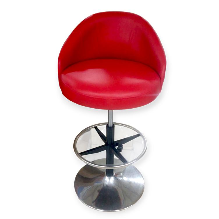Leather Bar Stool - Red and Black Counter Height Seat