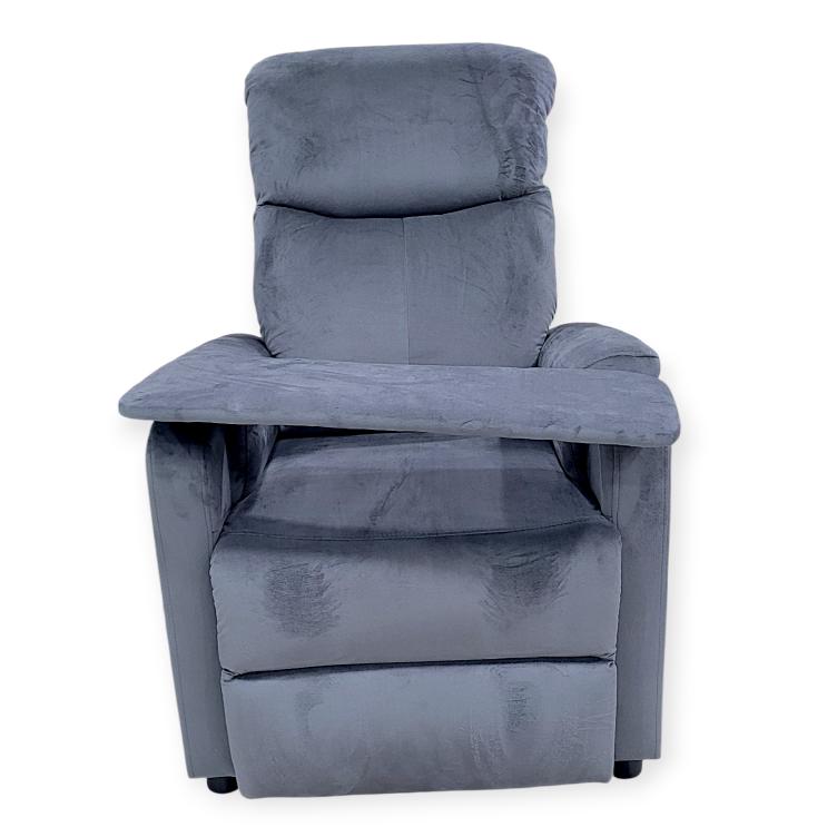 Single Sofa with Side Tab - Grey Fabric Lounge Chair
