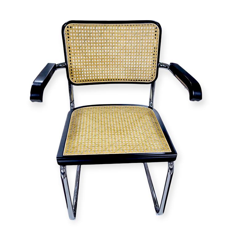 SR-002 Visitors Chair - Walnut & Black Upholstered Guest Seating