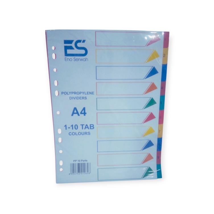 Eno Serwah 10-Part File Divider - A4 Organization, Tabbed Index