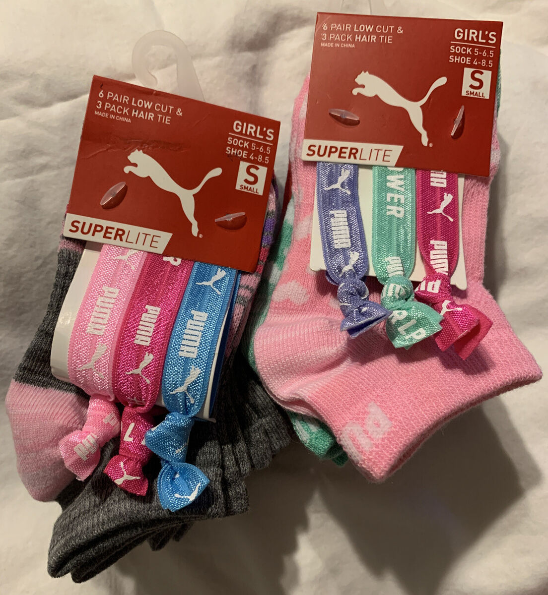 6 Pack Sportstyle 6 Pair Low Cut & 3 Pack Hair Tie Girl’s Socks – Size 5-6 | Comfort & Style in One Set