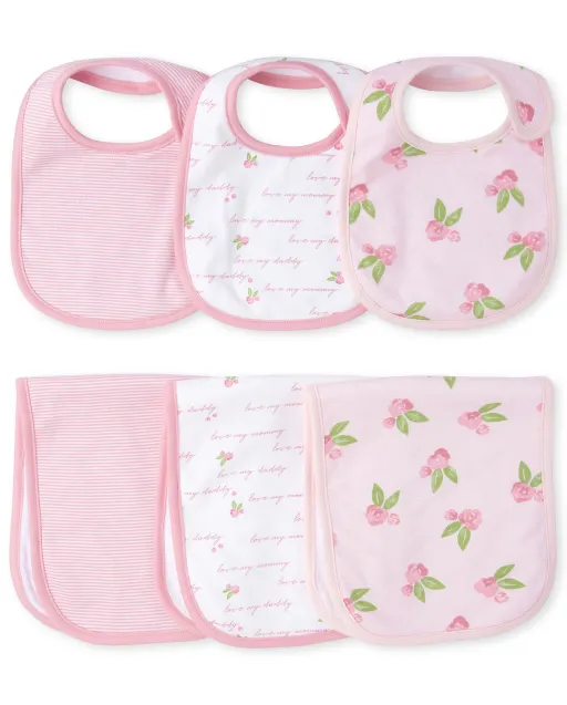 Bundles Baby Place 6 Piece Set | Essential Newborn Bibs & Burp Cloths Set