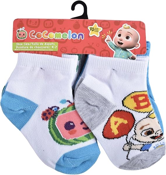 Cocomelon Quarter Socks – 10 Pairs | Colorful Comfort for Toddlers