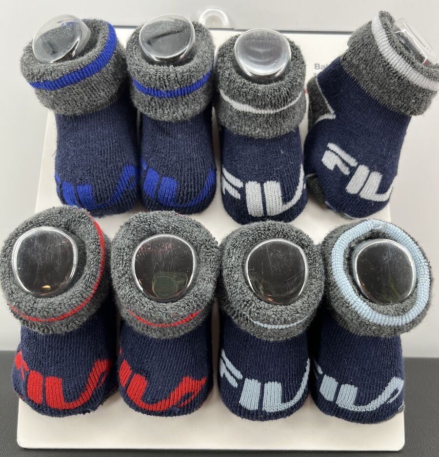Fila Baby Booties Socks – 4 Pairs | Size 12-18 Months