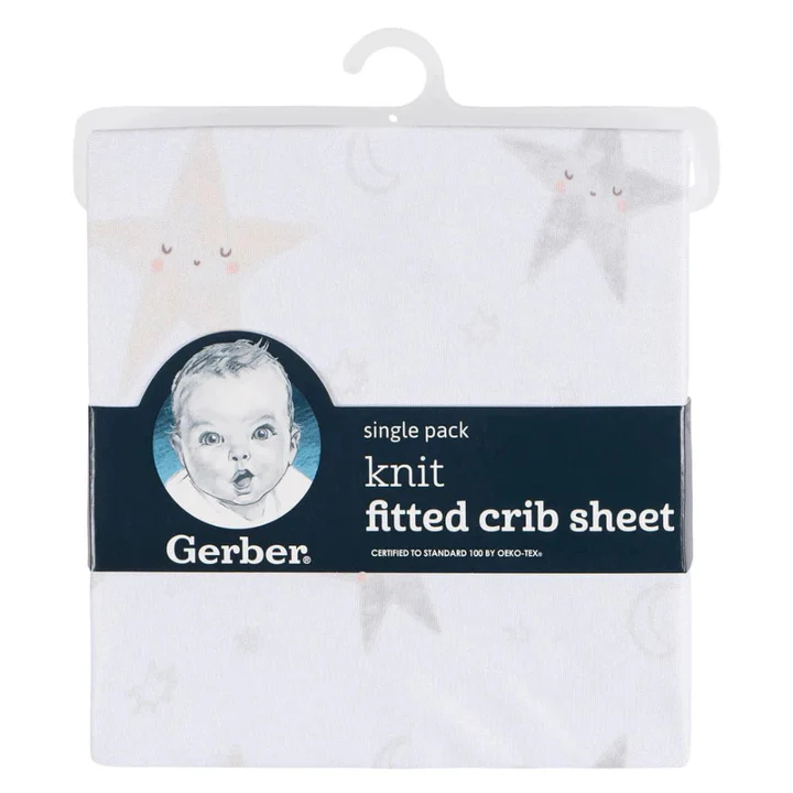 Gerber Organic Cotton Fitted Crib Sheet – Single Pack (Standard Crib Size) – Soft, Breathable & Hypoallergenic