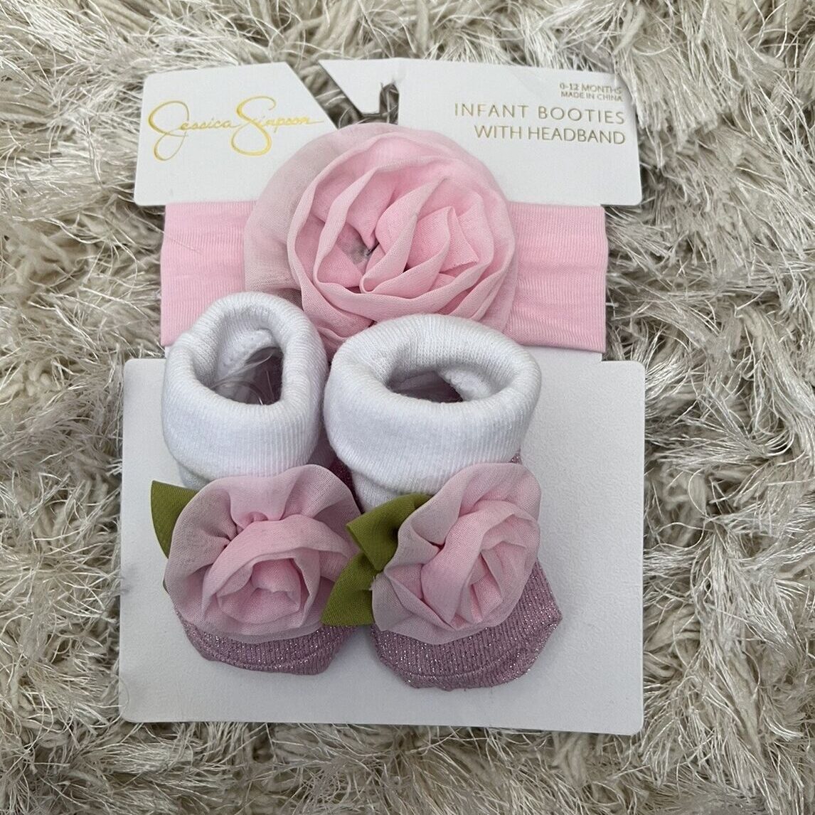 Jessica Simpson Infant Booties with Headband Set – Soft & Stylish (0-12 Months)