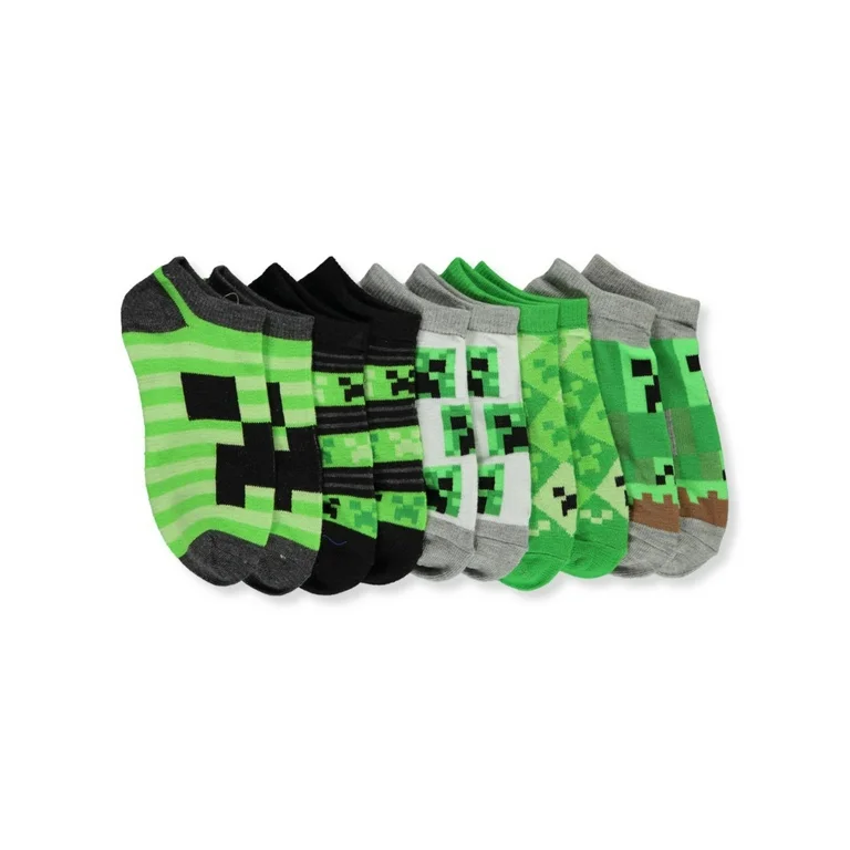 Minecraft No-Show Socks 5-Pack – Official Gaming Socks (Kids Sizes)