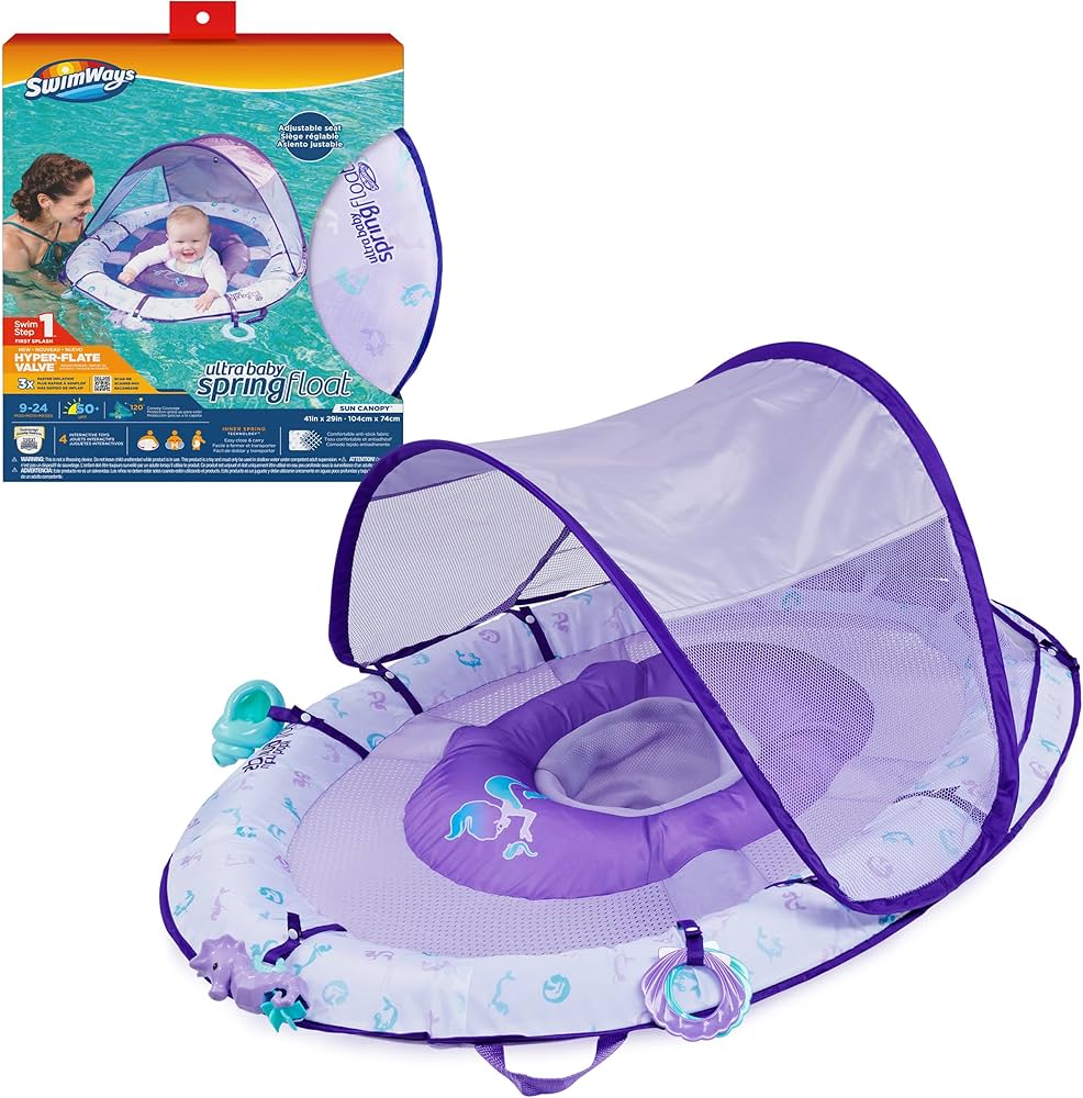 SwimWays Ultra Baby Spring Float – Shark Design with Sun Canopy (9-24 Months)