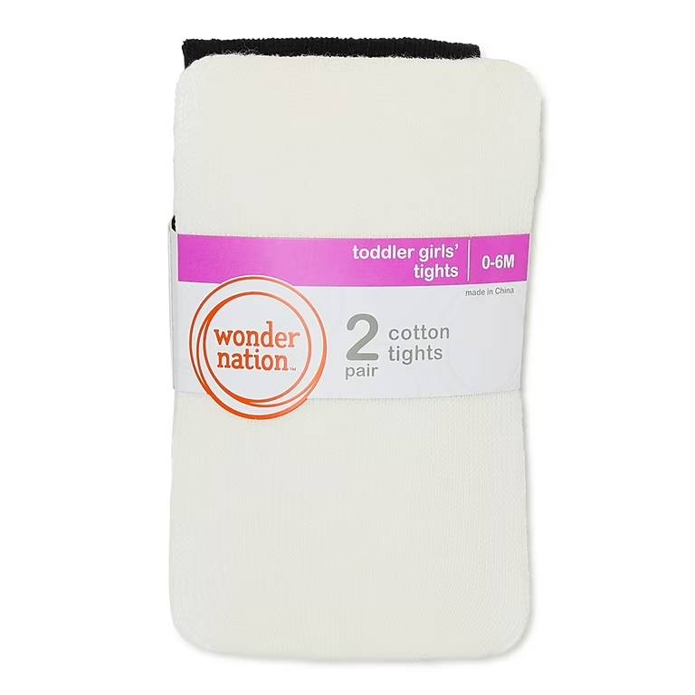 Wonder Nation Girl’s Tights 2 Pair 4-6 | Comfortable & Stretchy Tights for Everyday Wear