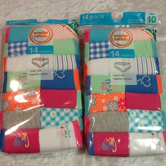 Wonder Nation Girls Hipsters – Size 4, 4 Pack | Soft & Comfortable Everyday Underwear