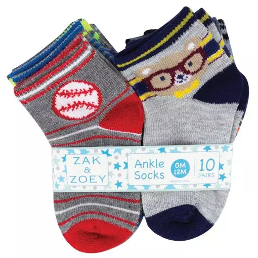 Zak & Zoey No Show Socks 12-24M, 10 Pairs | Soft & Comfortable Everyday Socks