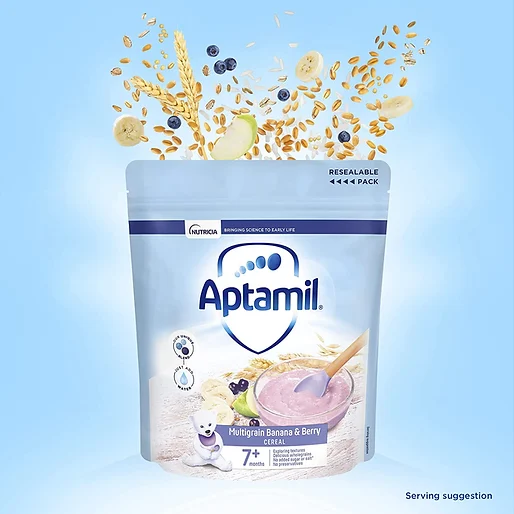 Aptamil Multigrain Banana & Berry Cereal | Nutrient-Packed Baby Food with Fruits & Prebiotics