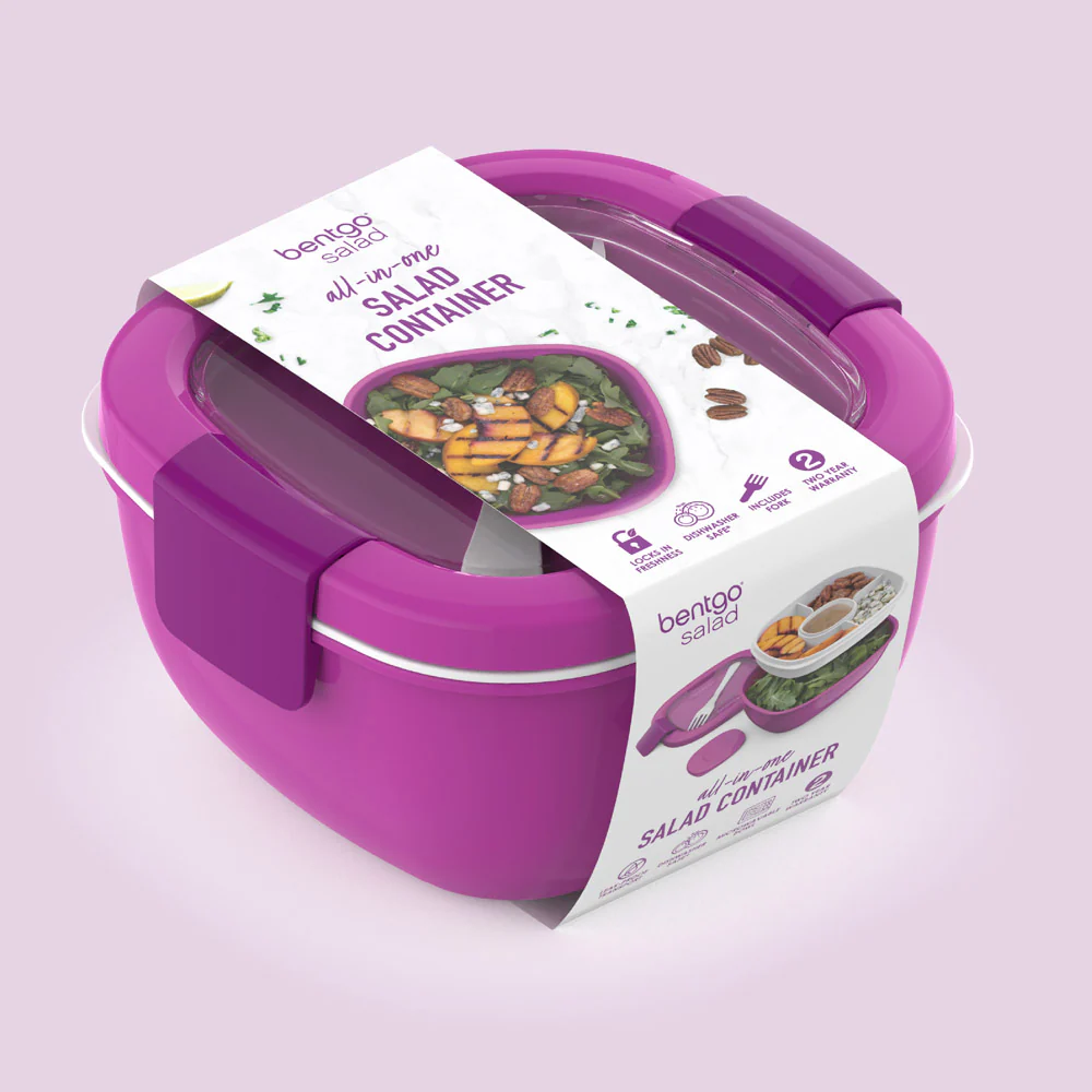 Bentgo Salad All-In-One Container | 54oz Leak-Proof Salad Bowl with Compartments