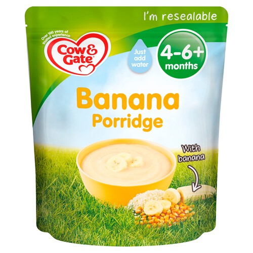 Cow & Gate Banana Porridge | Smooth Weaning Cereal with Real Banana (4+ Months)