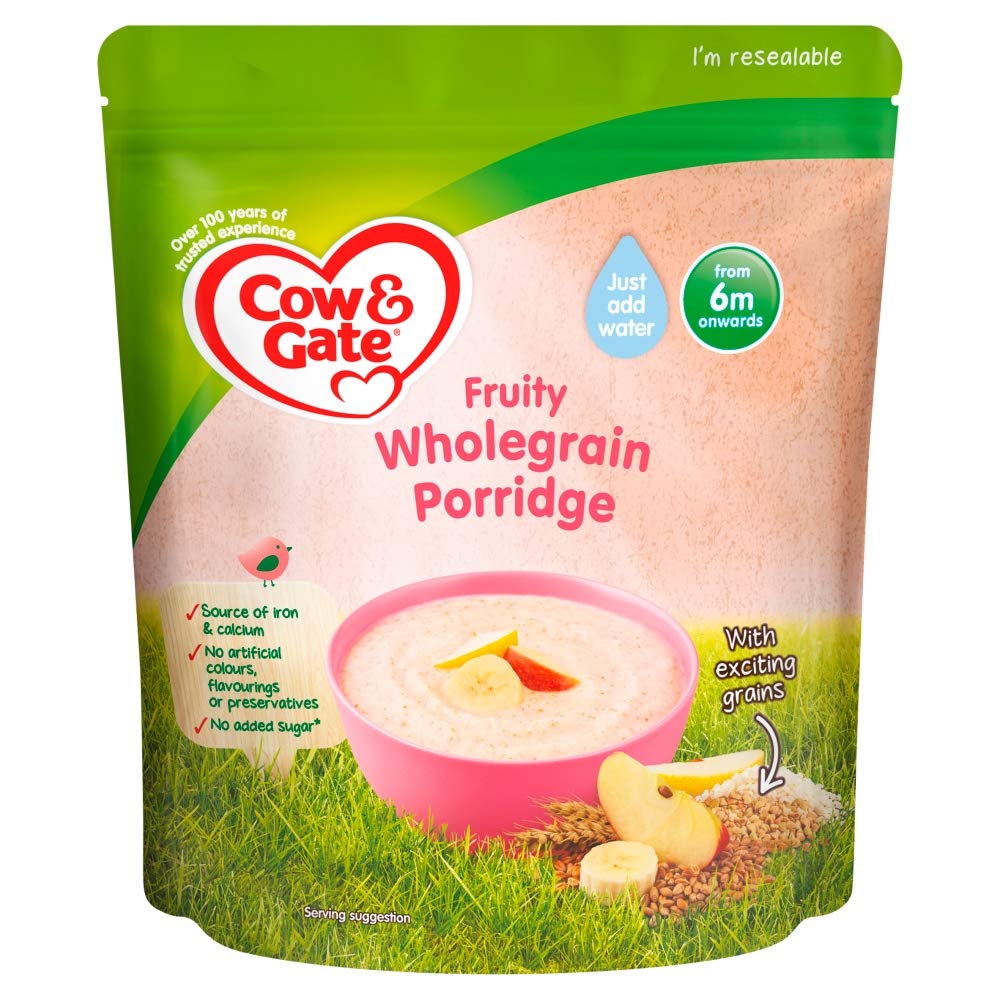 Cow & Gate Fruited Wholegrain Porridge | Mixed Fruit & Grain Baby Cereal (7+ Months)