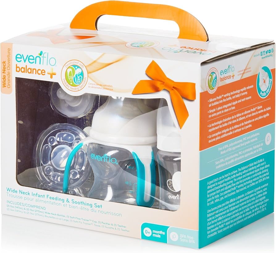 Evenflo Balance + Standard Neck Infant Feeding and Soothing Set | Complete Baby Care System