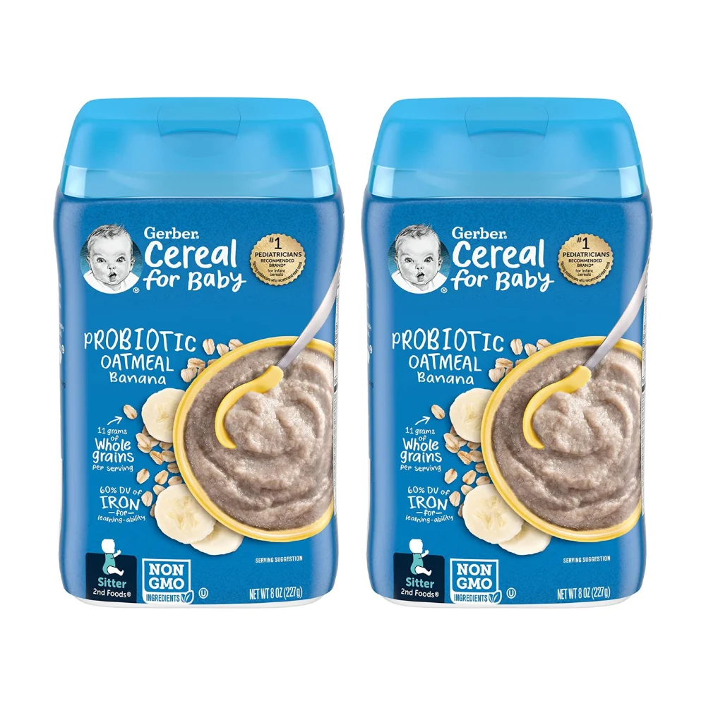 Gerber Probiotic Oatmeal Banana Cereal | Baby's First Cereal (4+ Months)