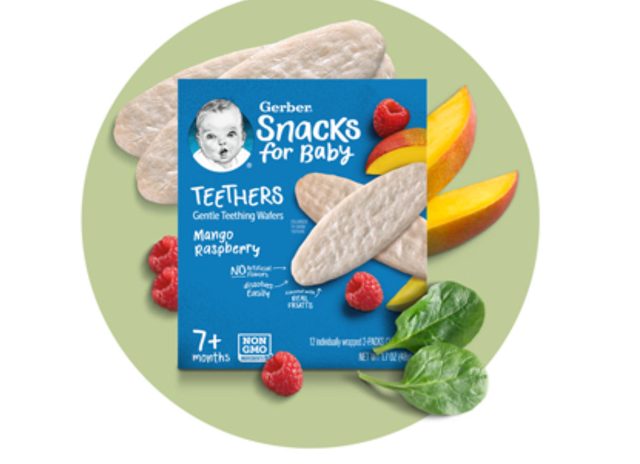Gerber Gentle Teething Wafers | Strawberry Apple Spinach (8+ Months)
