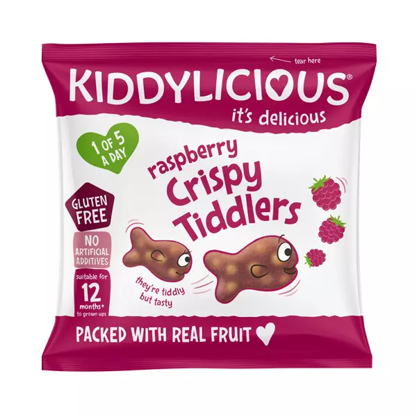 Kiddylicious Raspberry Crispy Tiddlers | Fun Fruit Snacks (10+ Months)