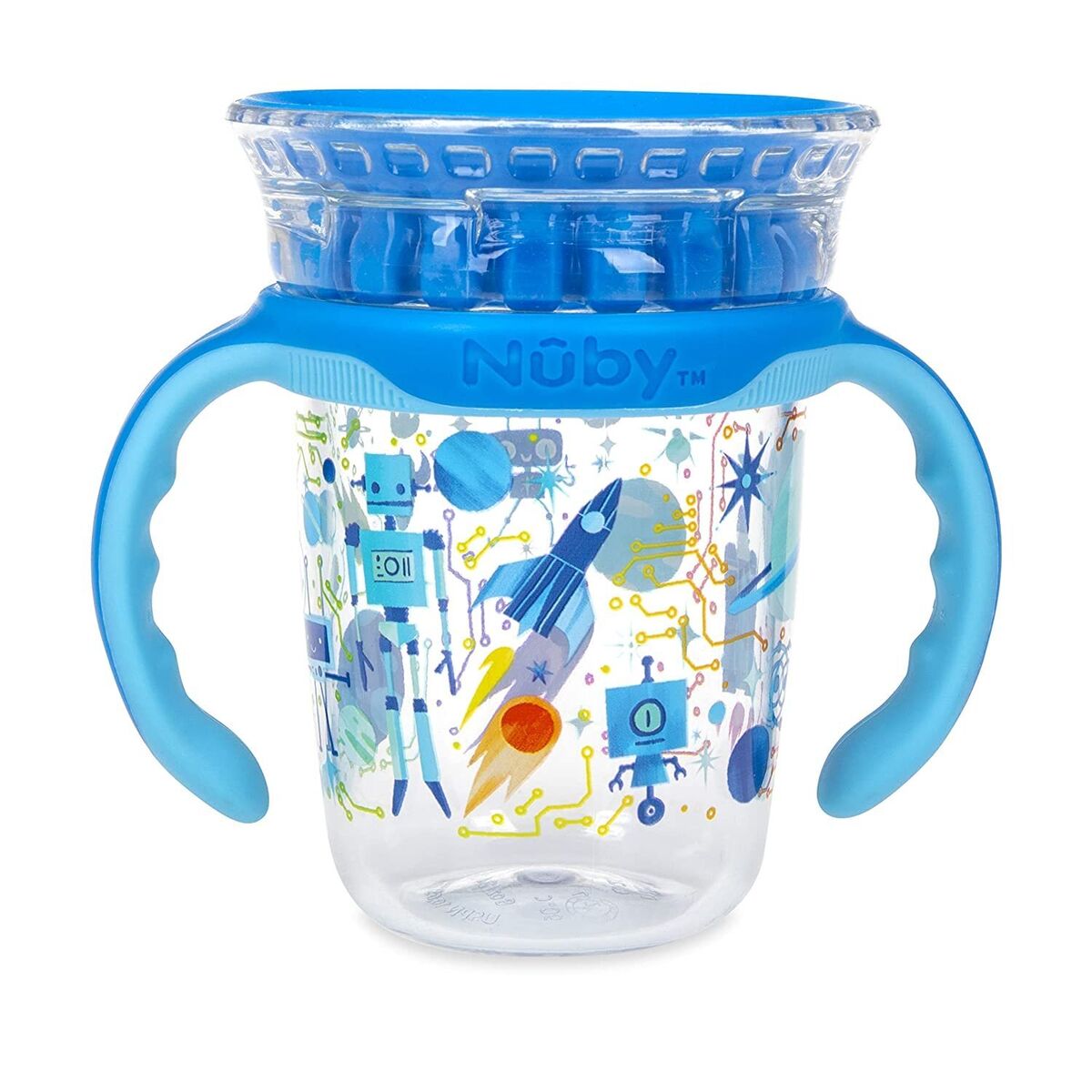 Nuby 360° Edge 2 Stage Drinking Rim Cup | Spill-Proof, 2-in-1 Training Cup