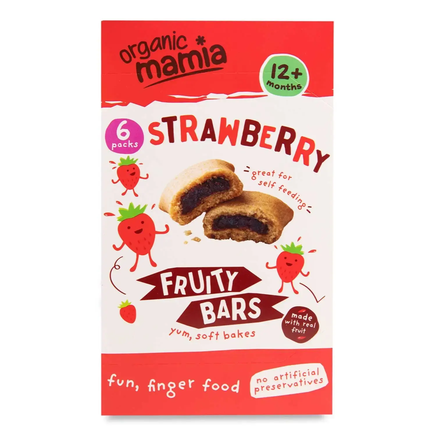 Organic Mamia Strawberry Fruity Bars | 12+ Months | 6 Pack